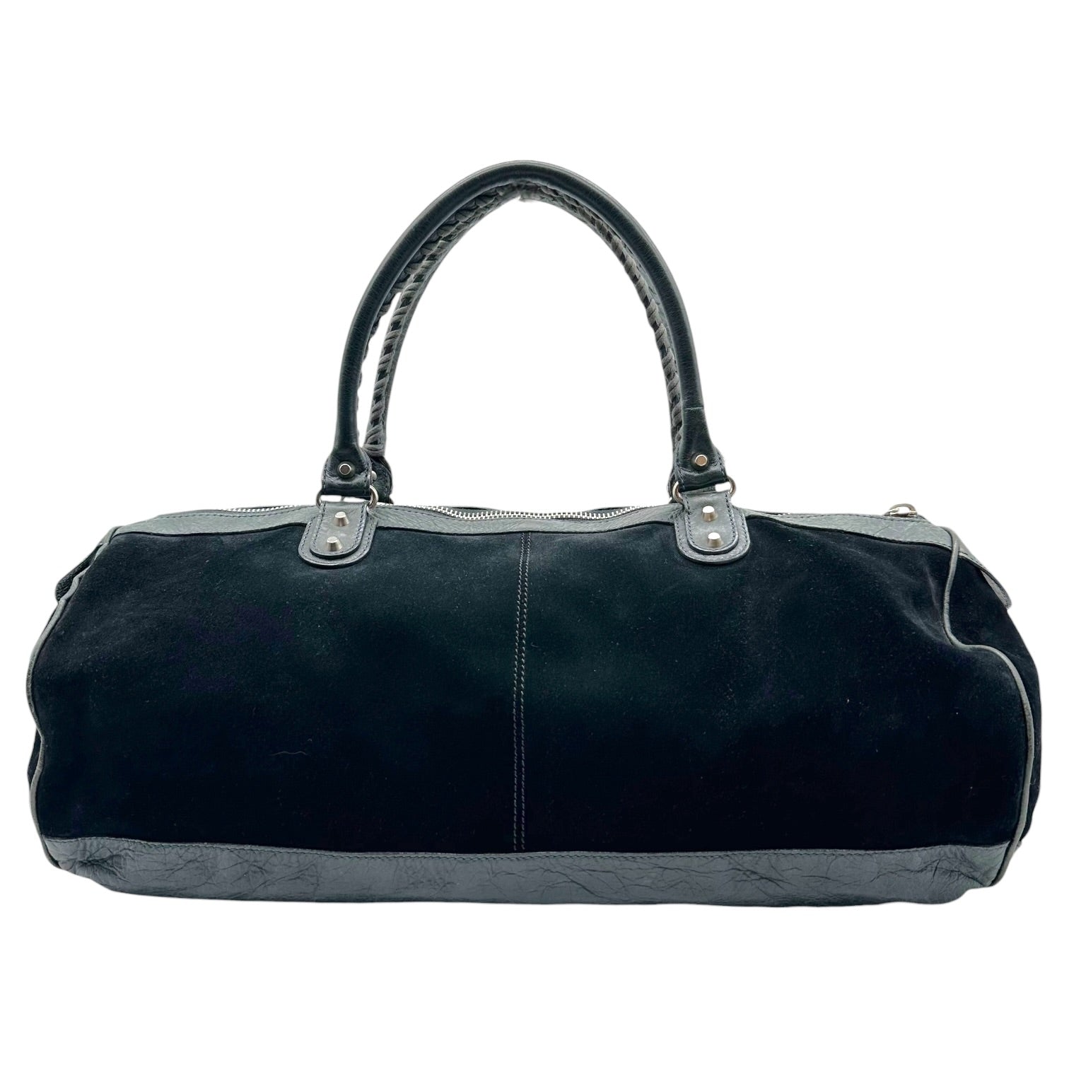 Balenciaga Black Suede Leather East West City Shoulder Bag