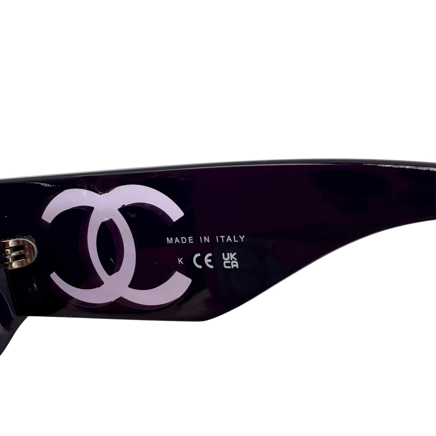 Chanel Purple Transparent Oversized Rectangle Sunglasses