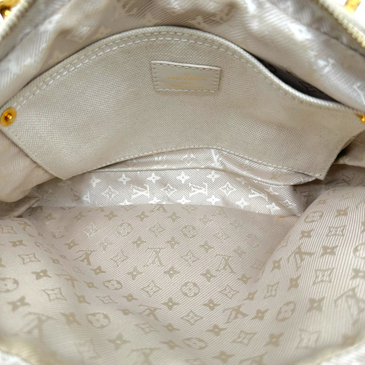 Louis Vuitton Ivory Gold Handbag with Gold Accents