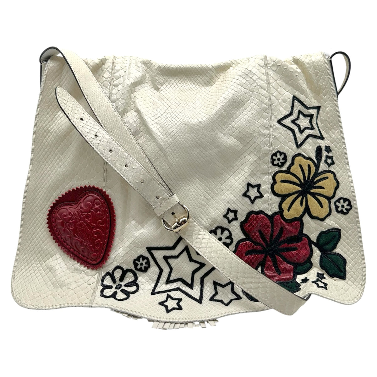 Gucci White Python Tattoo Tribeca Messenger Bag
