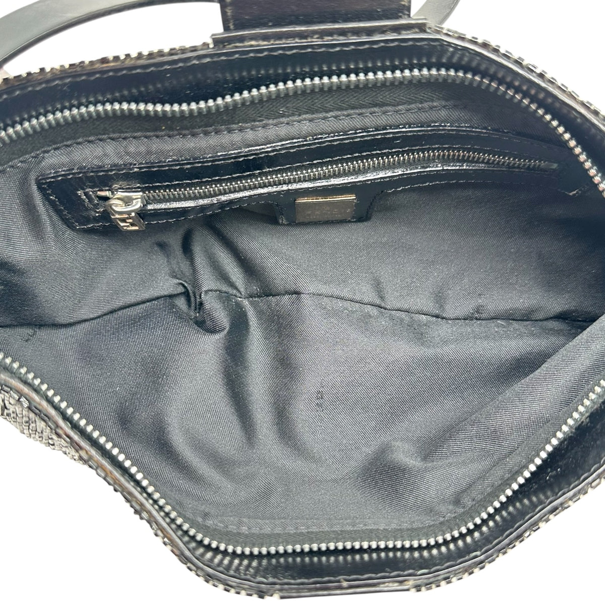 Fendi Black Beaded Crossbody Baguette Bag