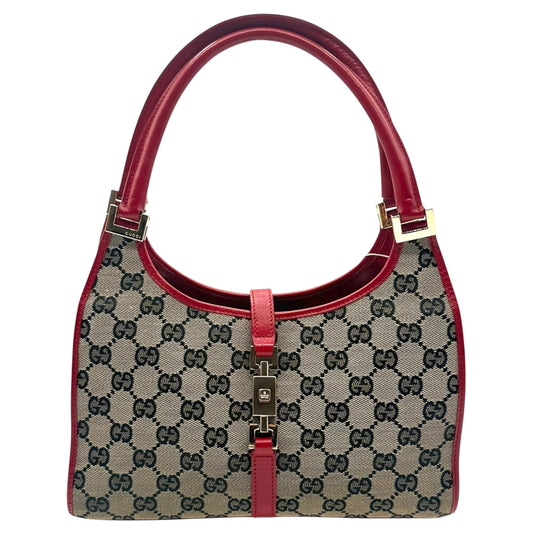 Gucci Gray Monogram & Red Trim Mini Jackie Bag