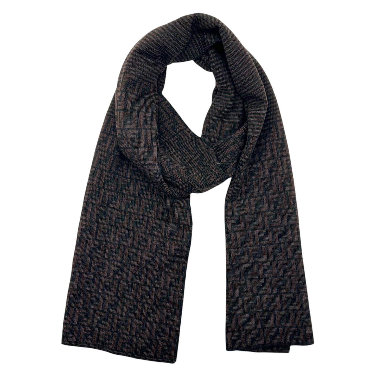 Fendi Brown Zucca Logo Scarf