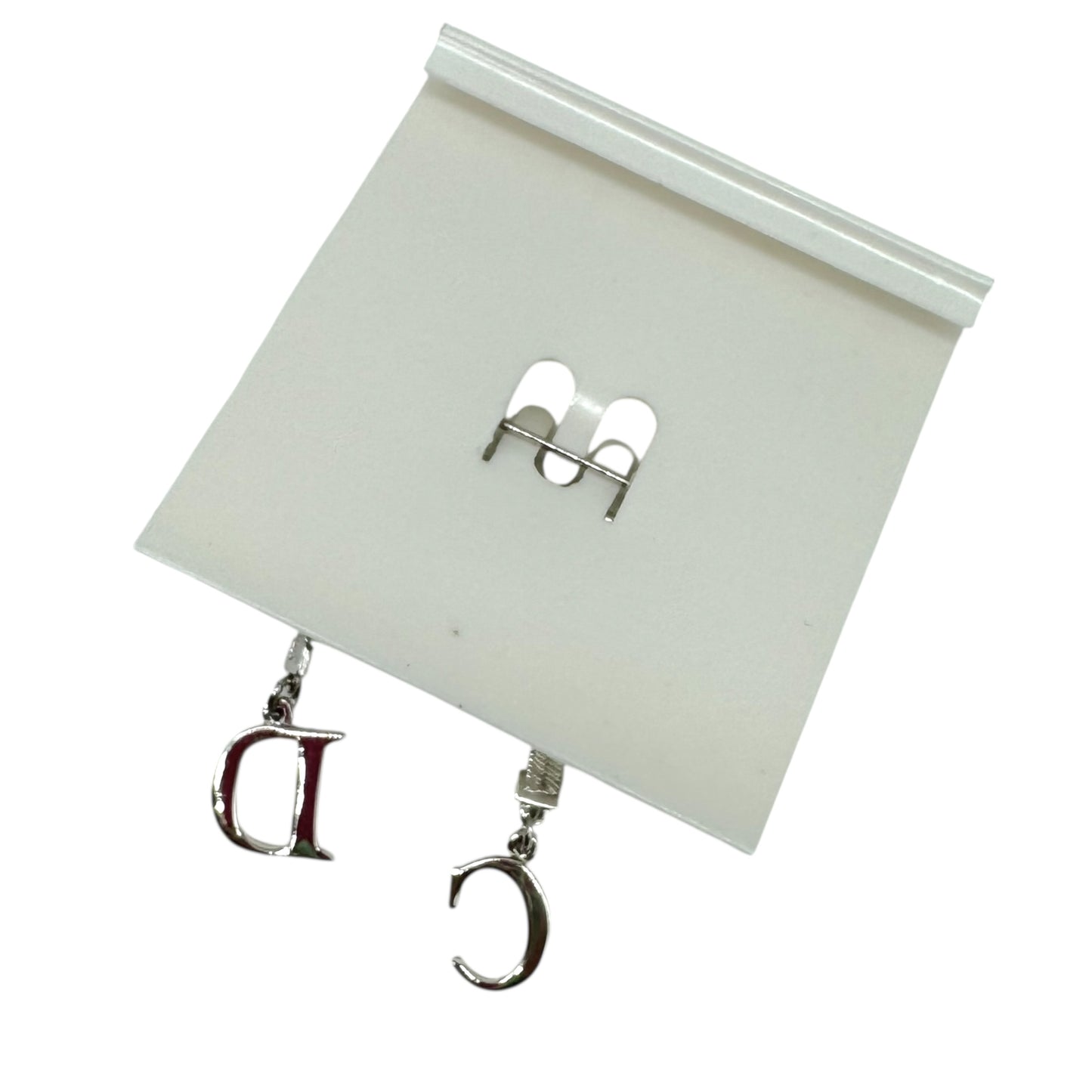 Christian Dior Silver CD Bow Logo Brooch Pin