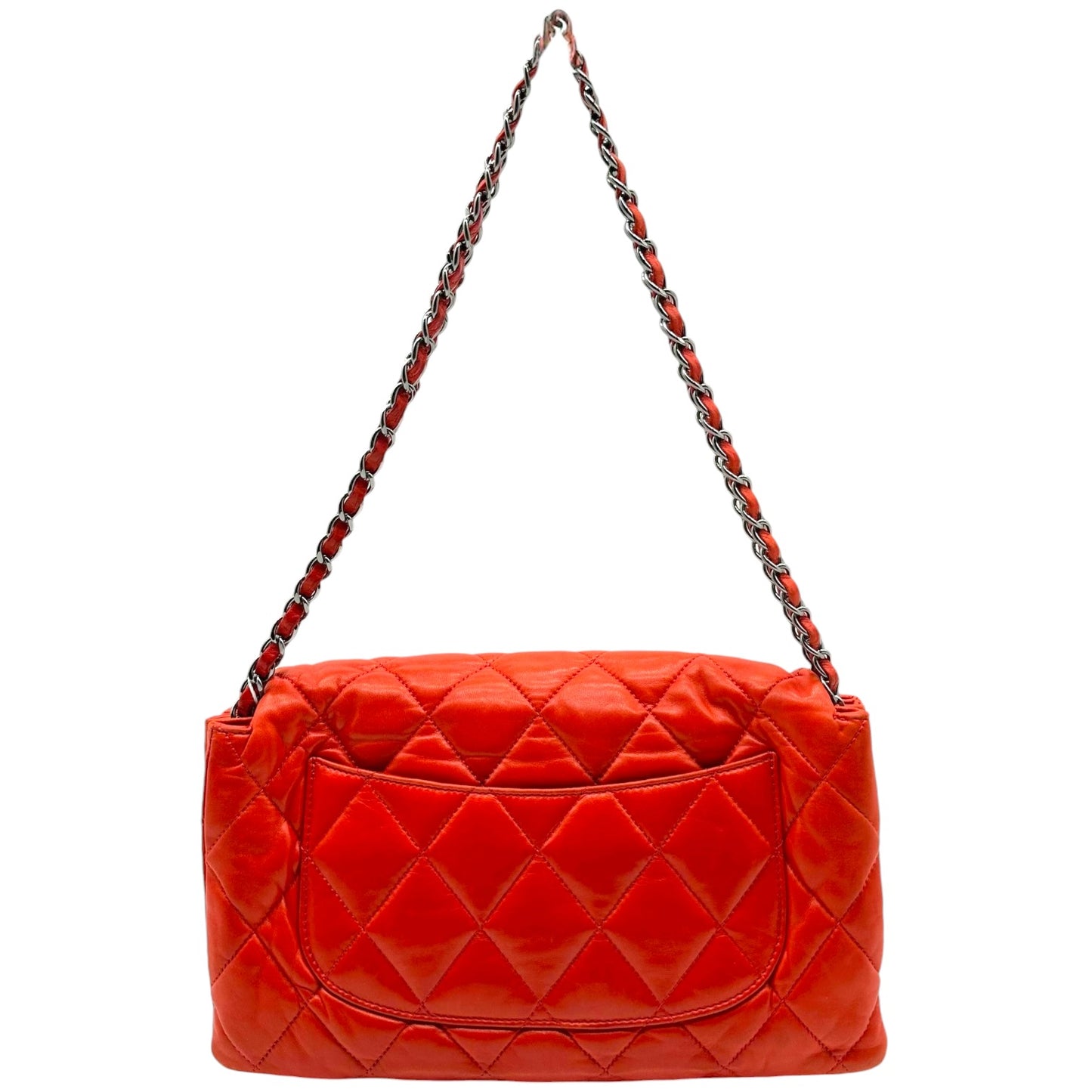 Chanel Red Matelasse Quilted Medium Accordion Flap Bag