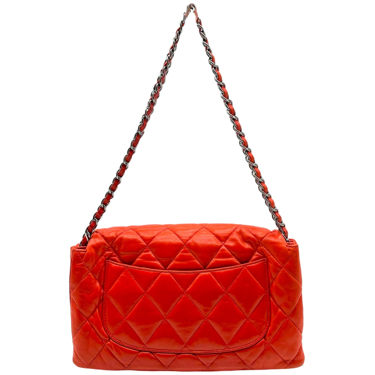 Chanel Red Matelasse Quilted Medium Accordion Flap Bag