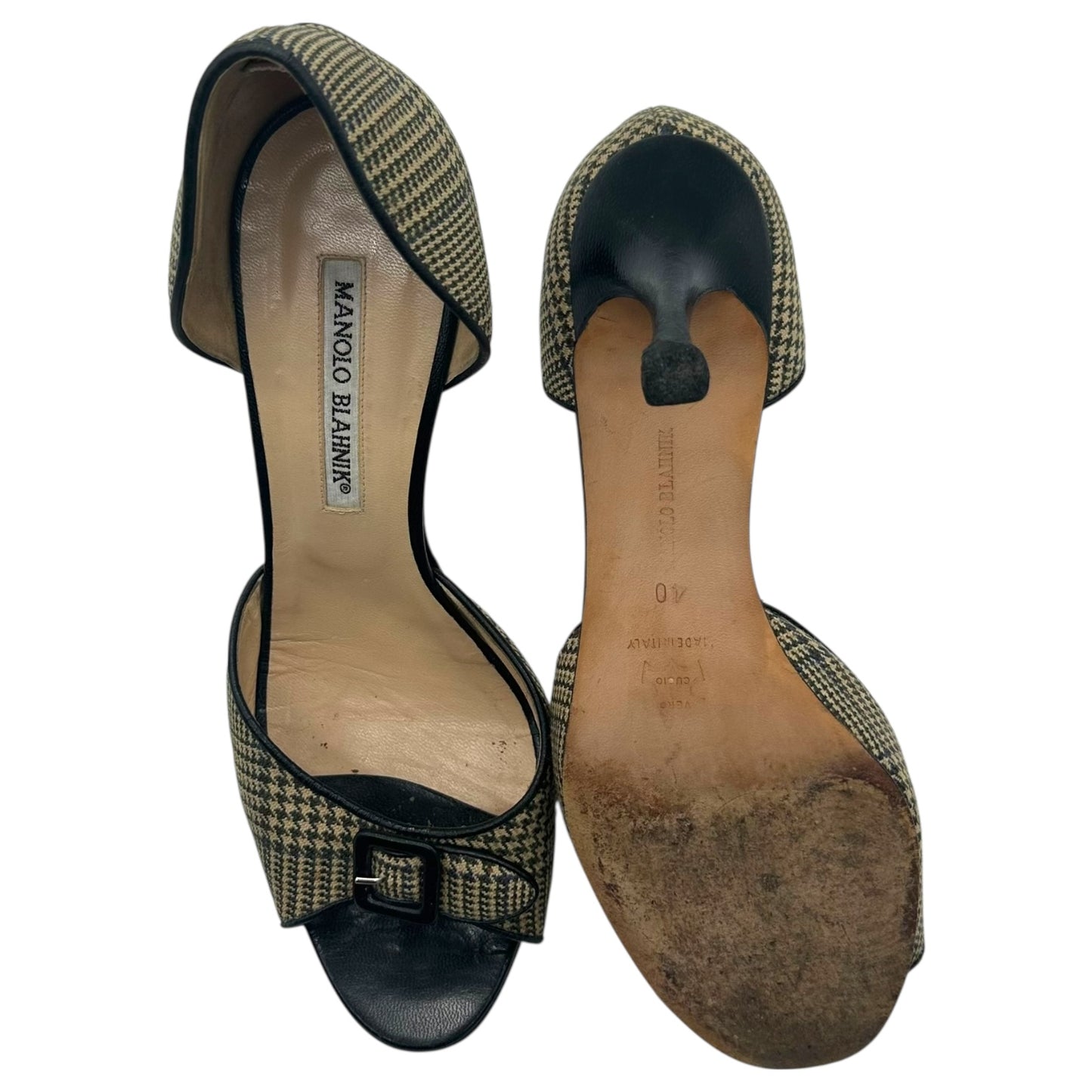 Manolo Blahnik Wool Houndstooth D'Orsay Heels