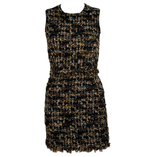 Dolce & Gabbana Brown Muticolor Tweed Mini Dress