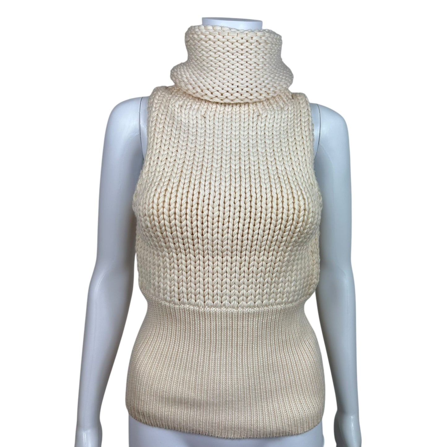 Gucci Ivory Knit Sleeveless Turtleneck Sweater