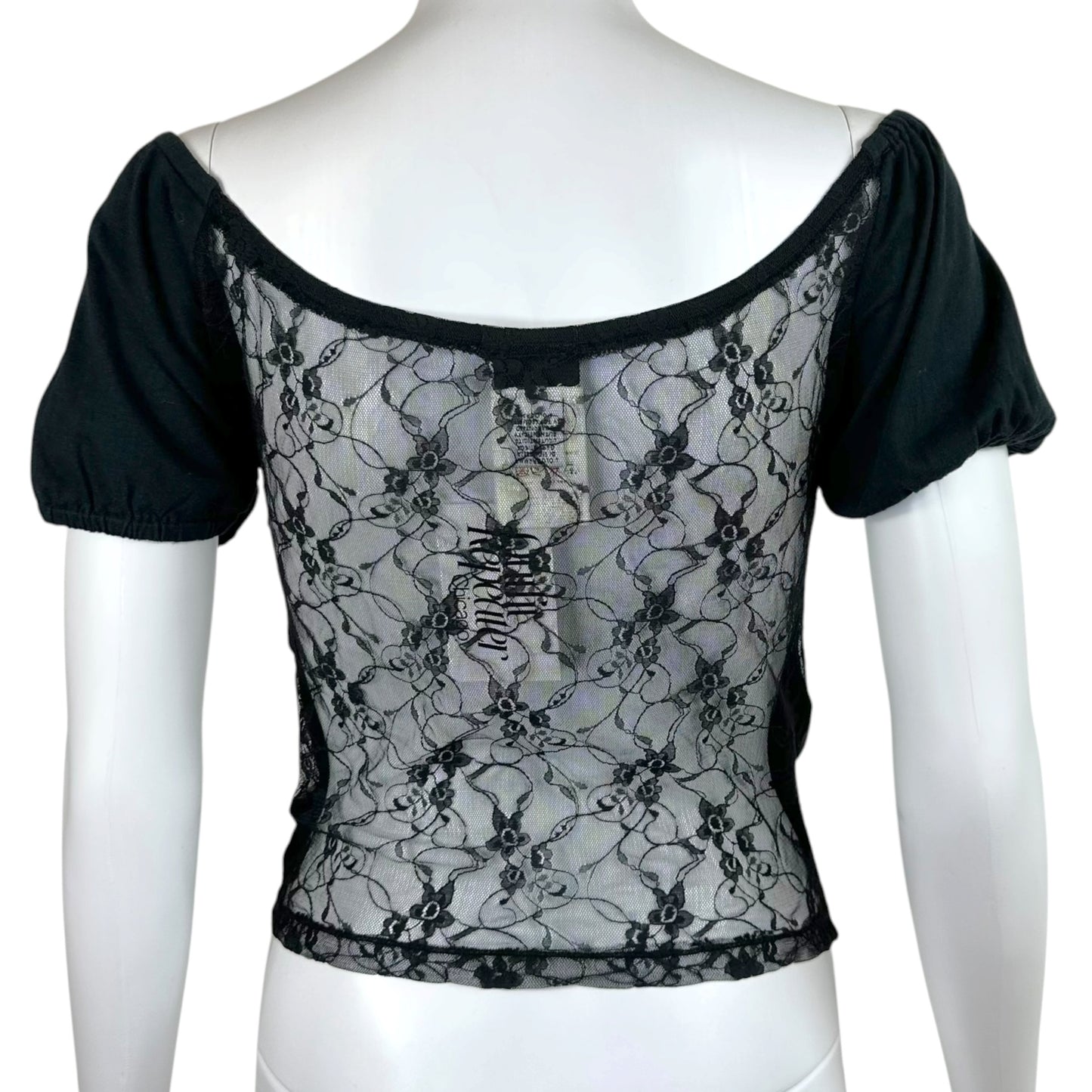 Dolce & Gabbana Black Graphic T-Shirt With Lace Back