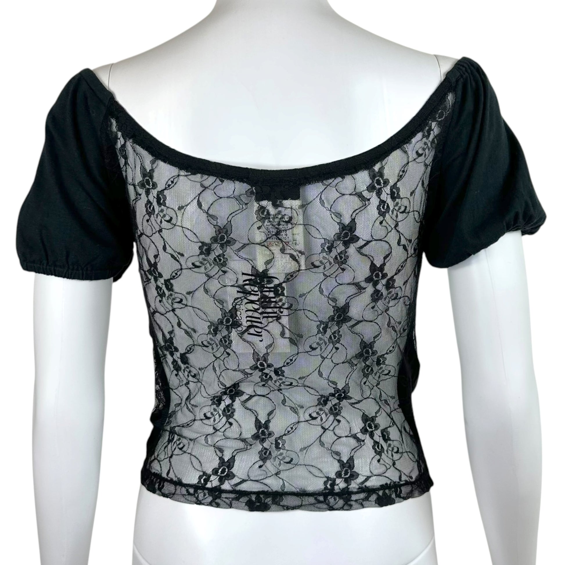 Dolce & Gabbana Black Graphic T-Shirt With Lace Back