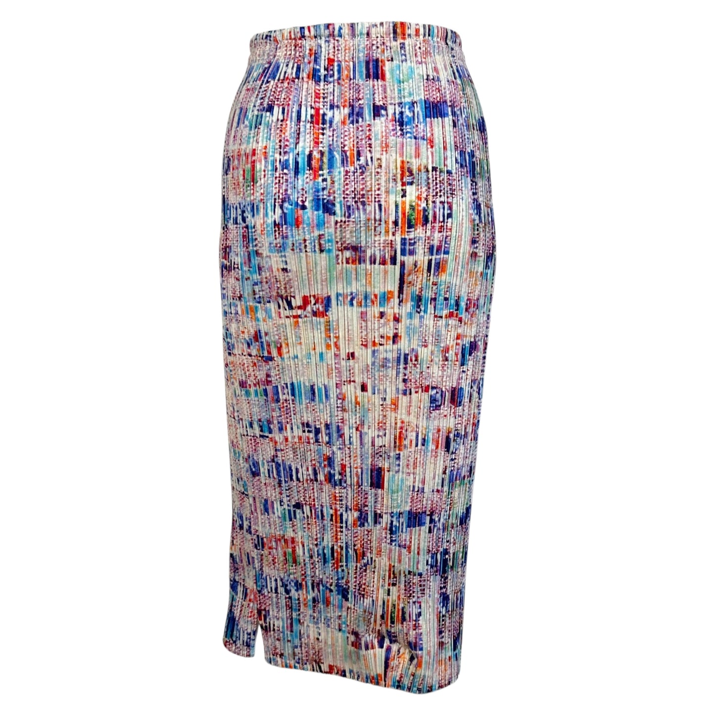 Issey Miyake Pleats Please Multicolor Printed Pleated Maxi Skirt