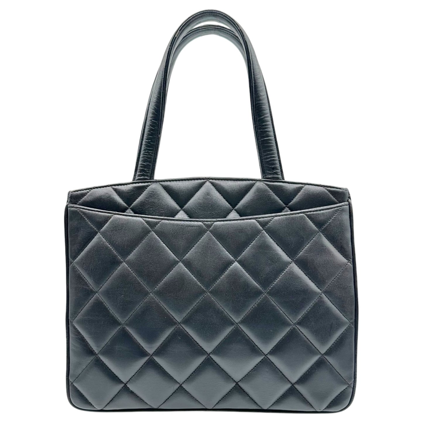 Chanel Black Matelasse Lambskin Handbag with Gold CC Clasp
