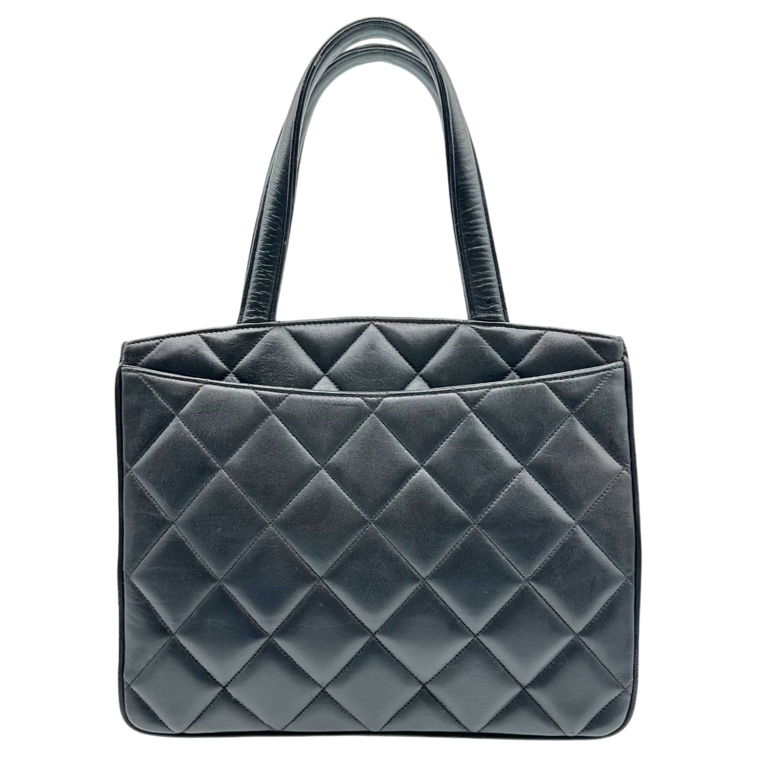 Chanel Black Matelasse Lambskin Handbag with Gold CC Clasp