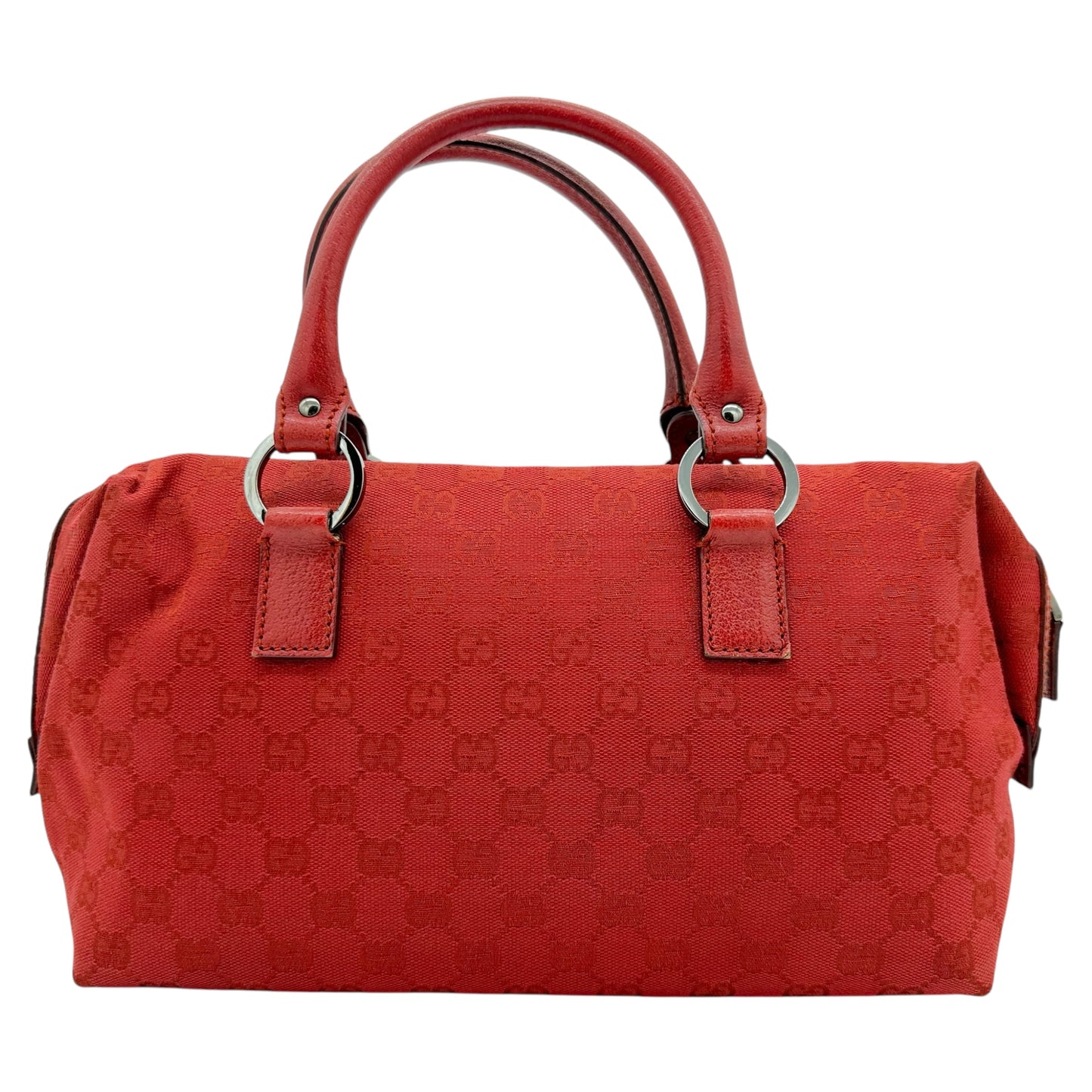 Gucci Red Monogram Canvas Boston Bag