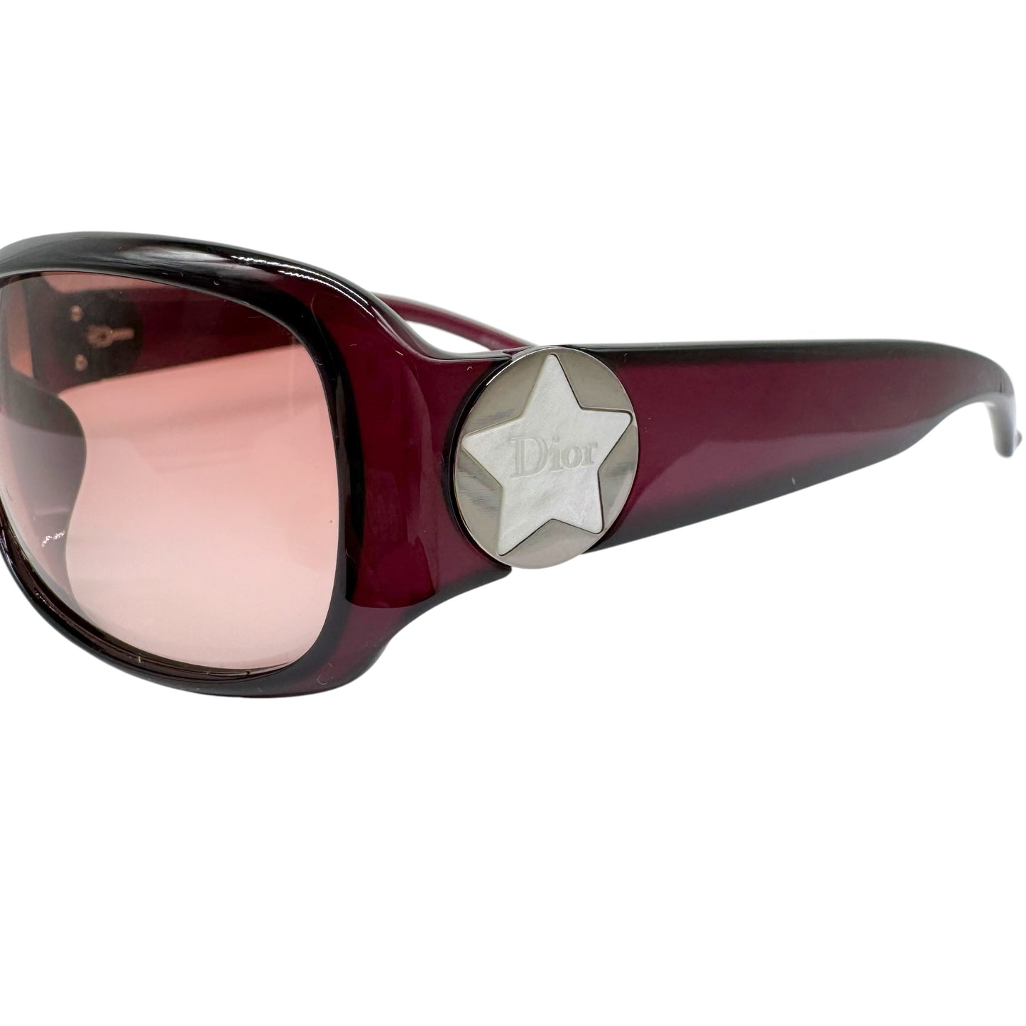 Christian Dior Burgundy Rectangle Sunglasses with Star Logo
