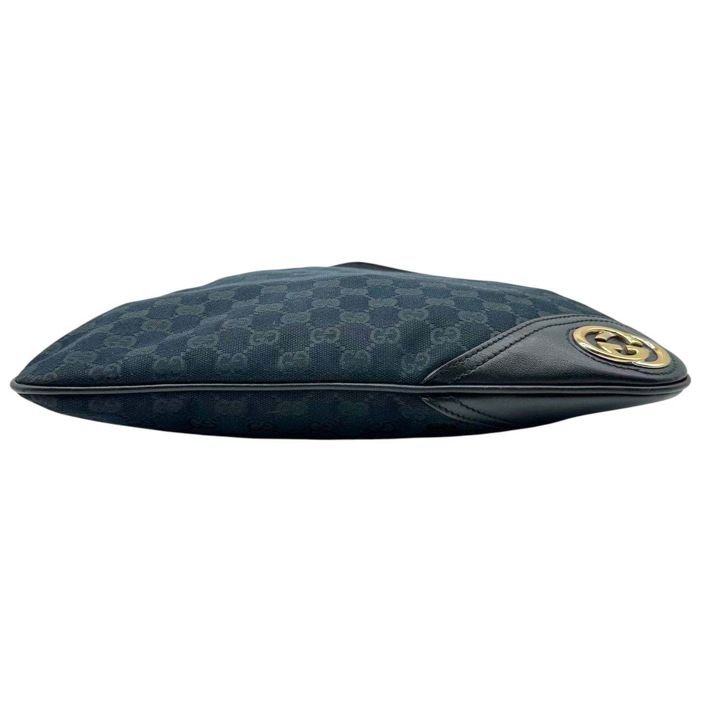 Gucci Black Monogram Canvas Shoulder Hobo Bag