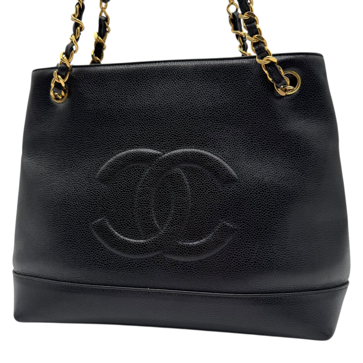 Chanel Black Caviar Leather Big CC Logo Tote Bag 1991-1994 - Outfit Repeater