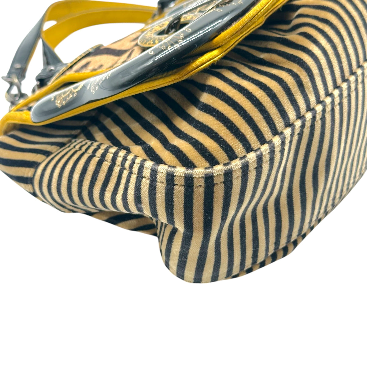 Fendi B Bag Tan Black Striped Velvet Zebra Ponyhair