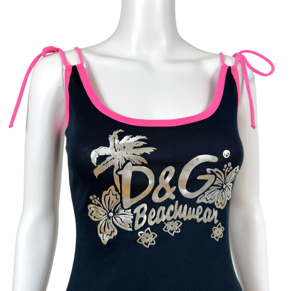Dolce & Gabbana Pink Black Metallic Logo Mini Dress