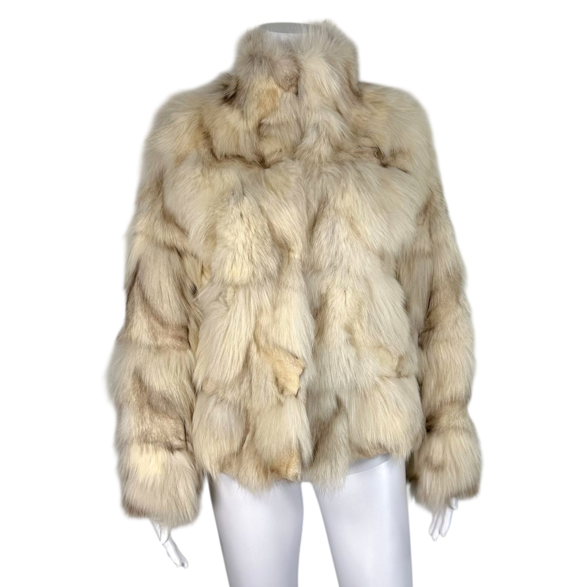 A&G Vintage White Brown Fox Fur Coat