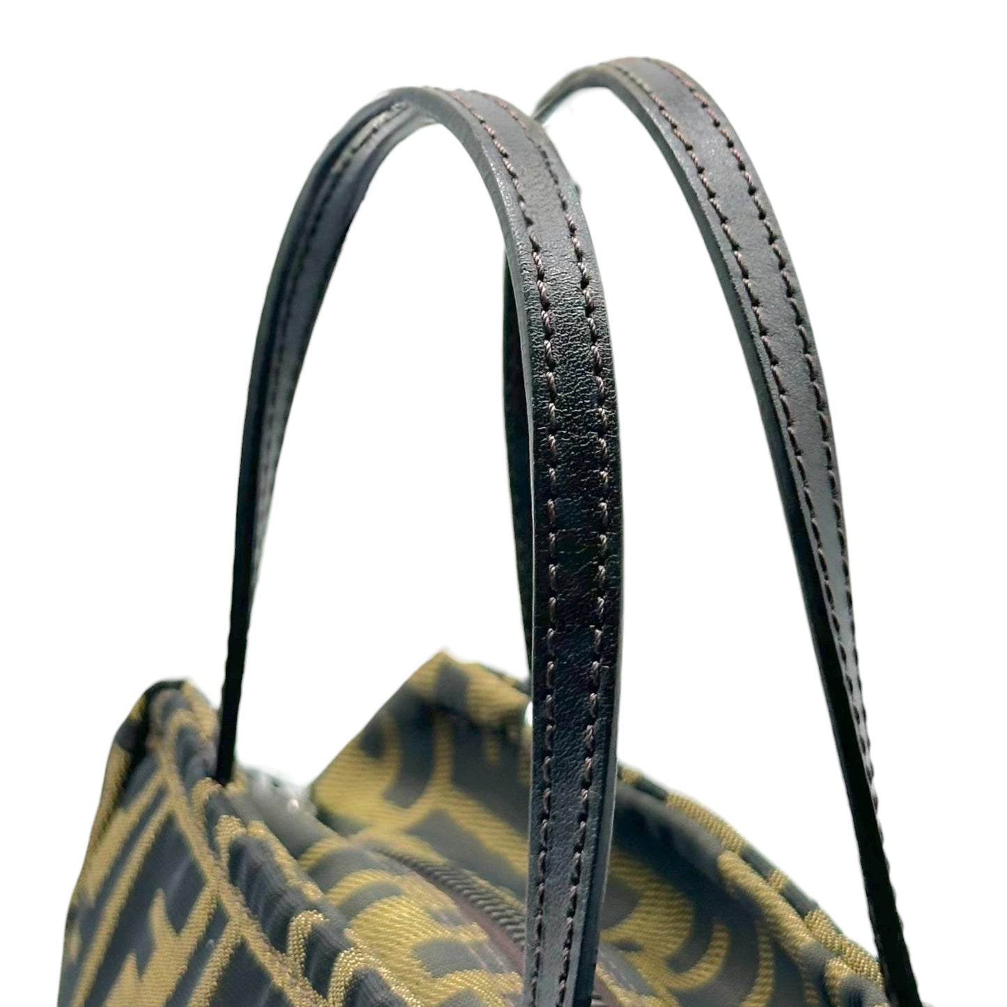 Fendi Brown Classic Zucca Monogram Top Handle Square Pochette Bag