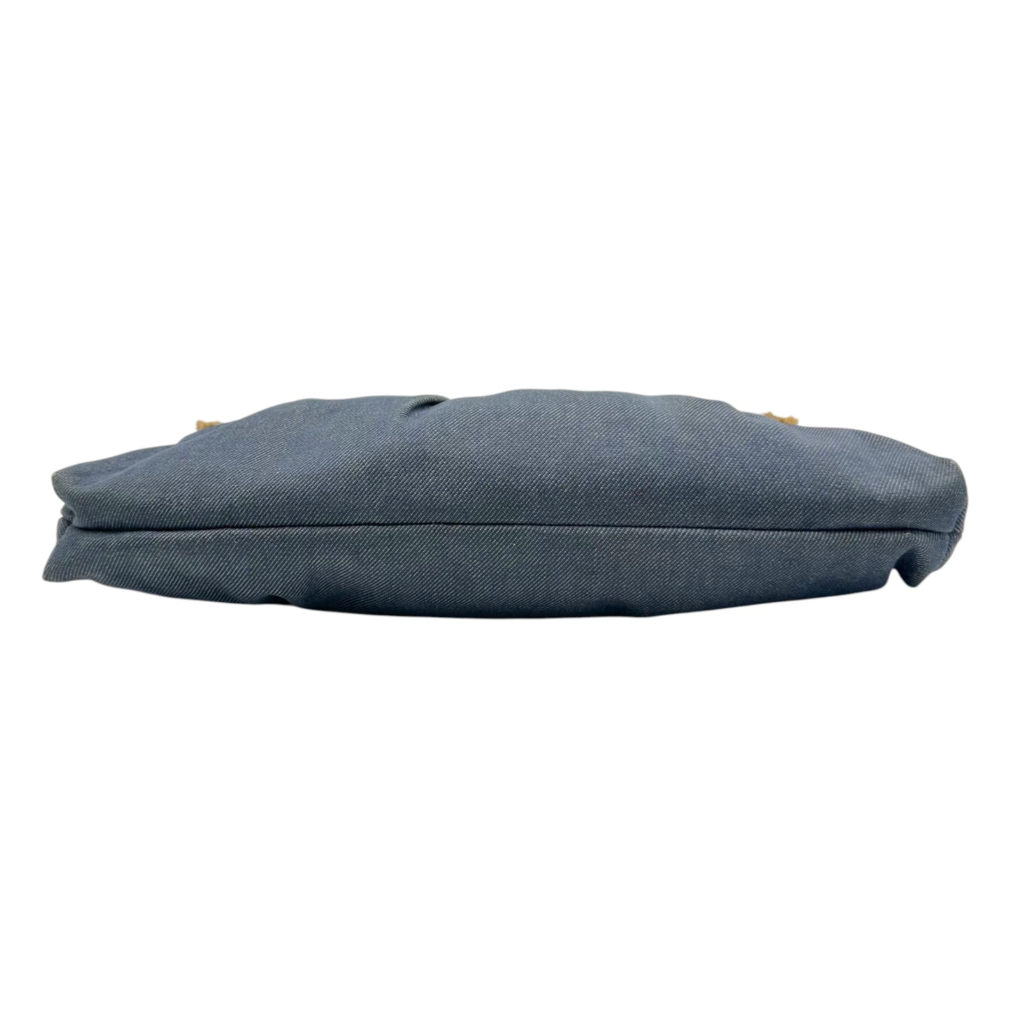 Fendi Chef Shoulder Bag Blue Denim Brown Leather