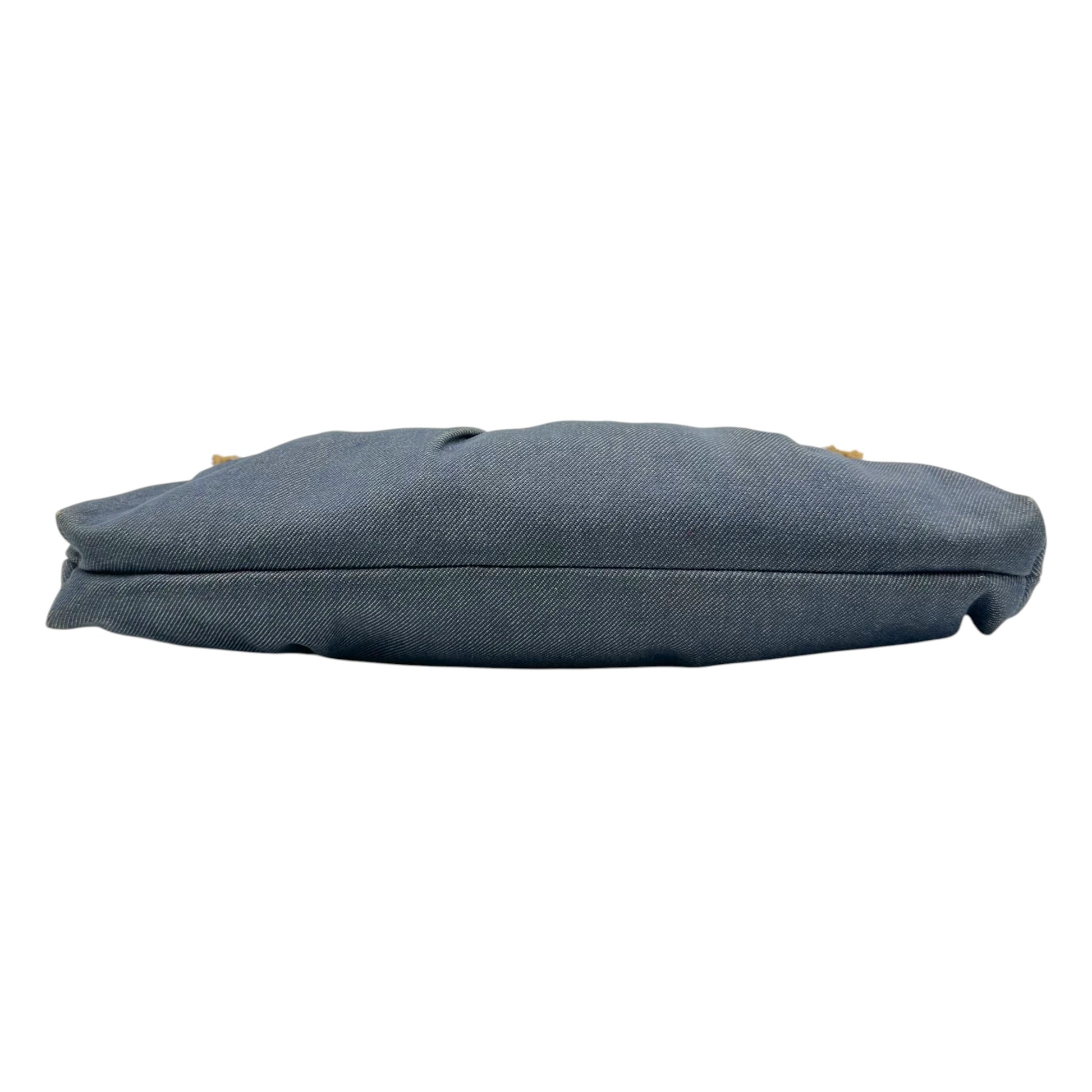 Fendi Chef Shoulder Bag Blue Denim Brown Leather