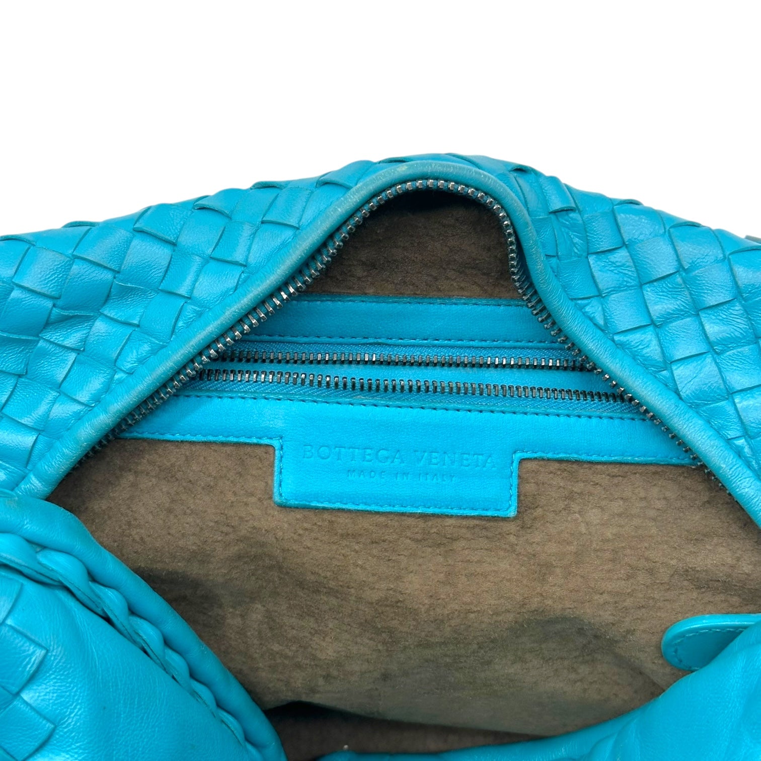 Bottega Veneta Teal Blue Intrecciato Hobo Shoulder Bag - Outfit Repeater