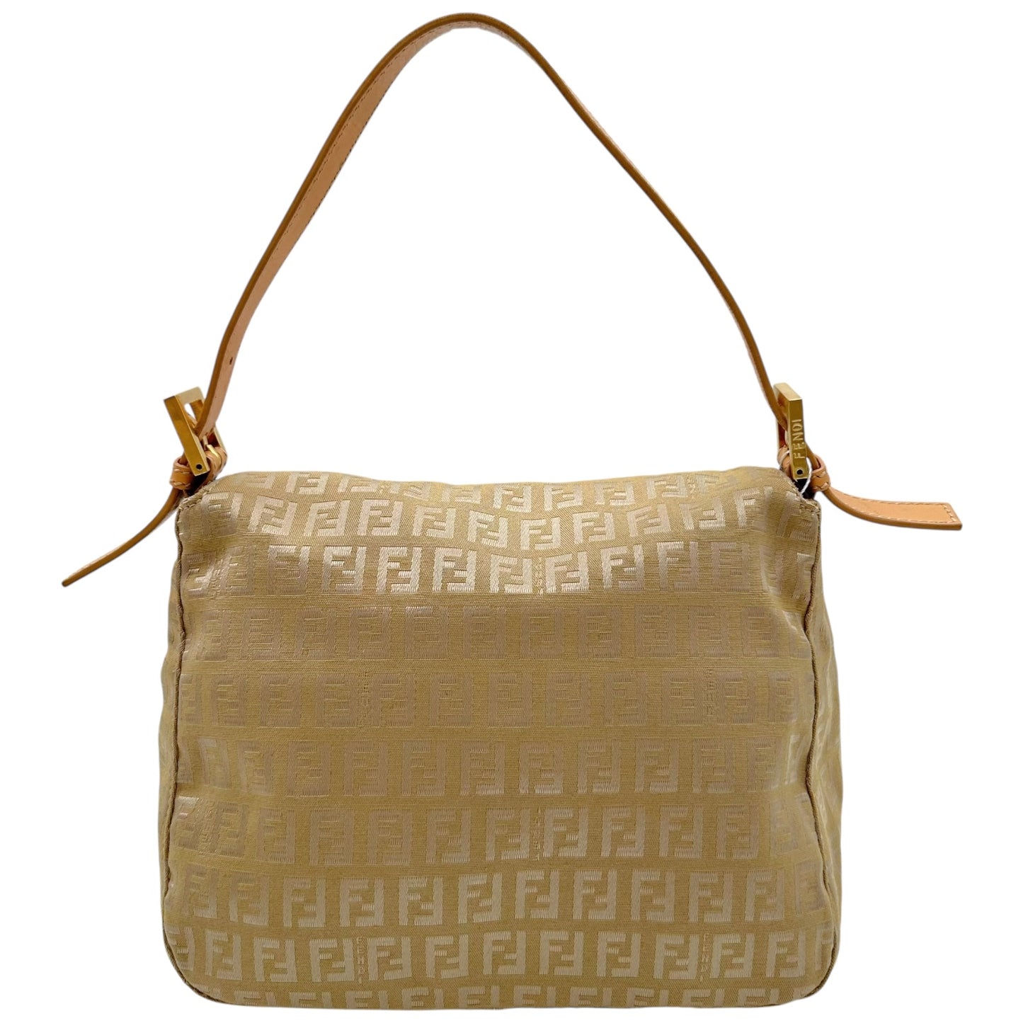 Fendi Gold Zucchino Monogram Fold-Over Baguette Bag