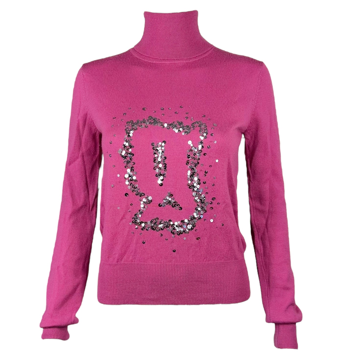 Galliano Purple Sequin G Logo Wool Turtleneck Sweater - Outfit Repeater
