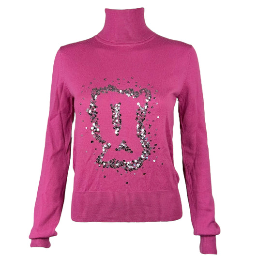 Galliano Purple Sequin G Logo Wool Turtleneck Sweater - Outfit Repeater