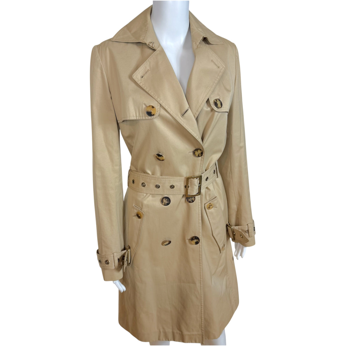 Salvatore Ferragamo Beige Grommet Belt Trench Coat