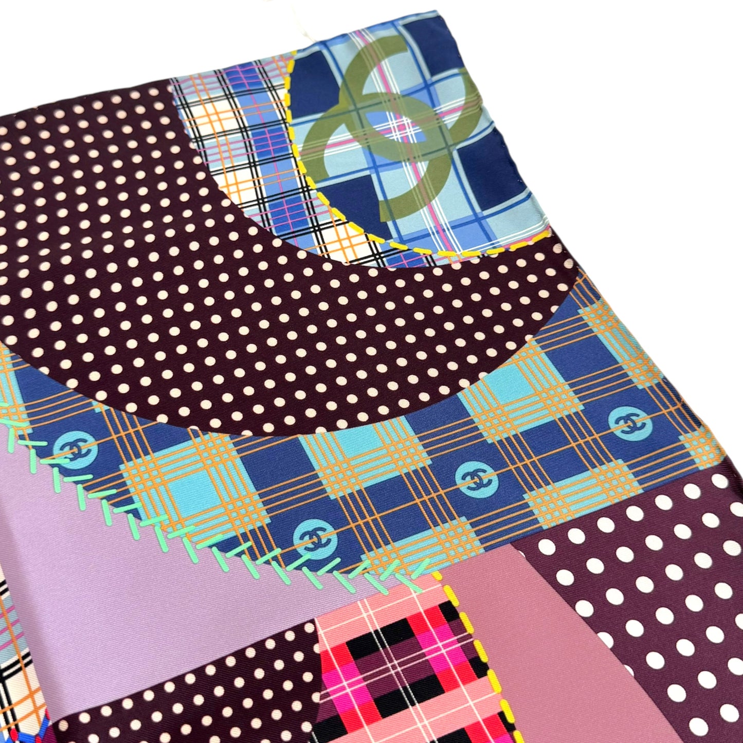 Chanel Multicolor Patchwork Print Large Silk Square Scarf