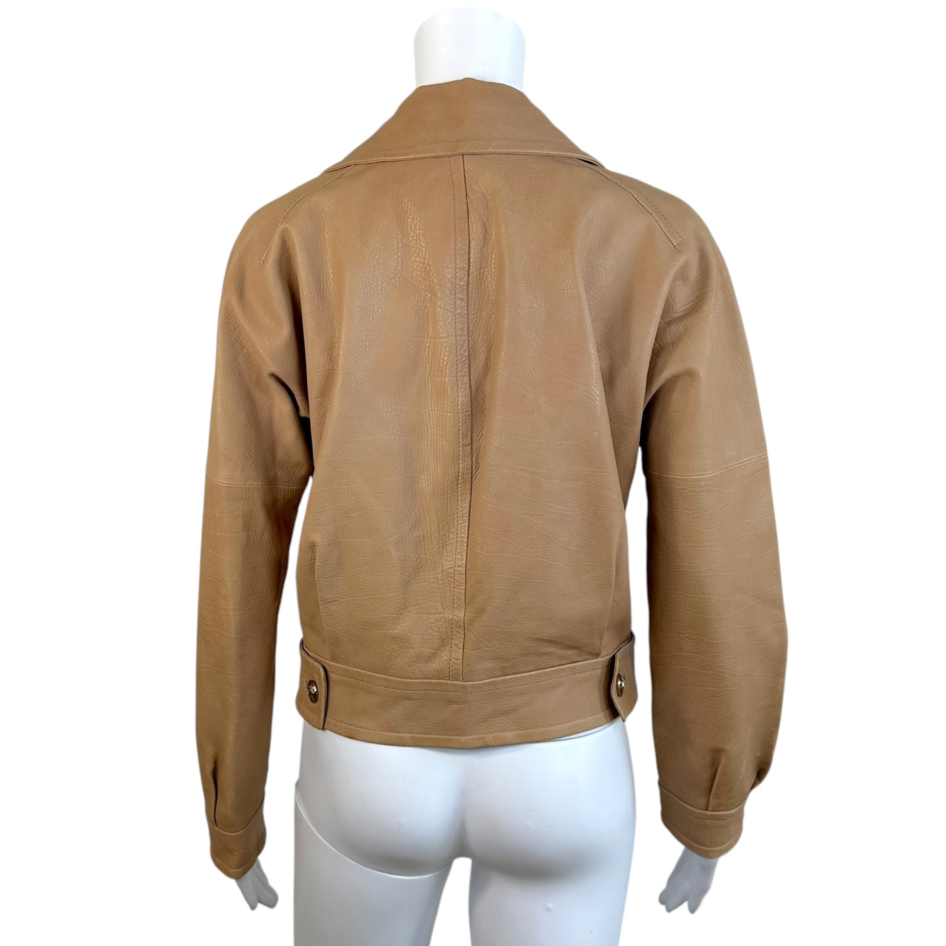 Gucci Beige Leather Cropped Dolman Sleeve Jacket
