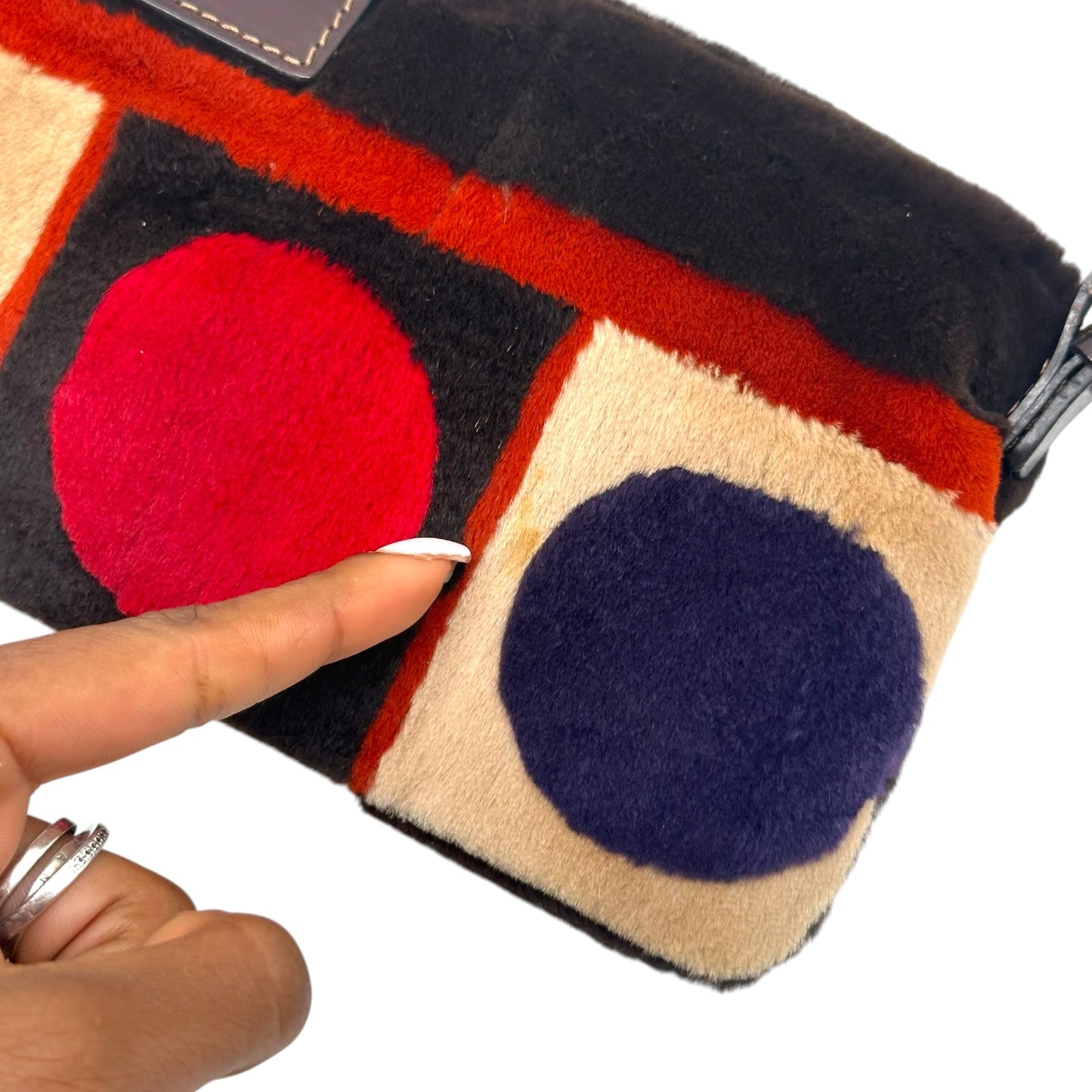 Fendi F/W 2000 Multicolor Geometric Fur Crossbody Baguette