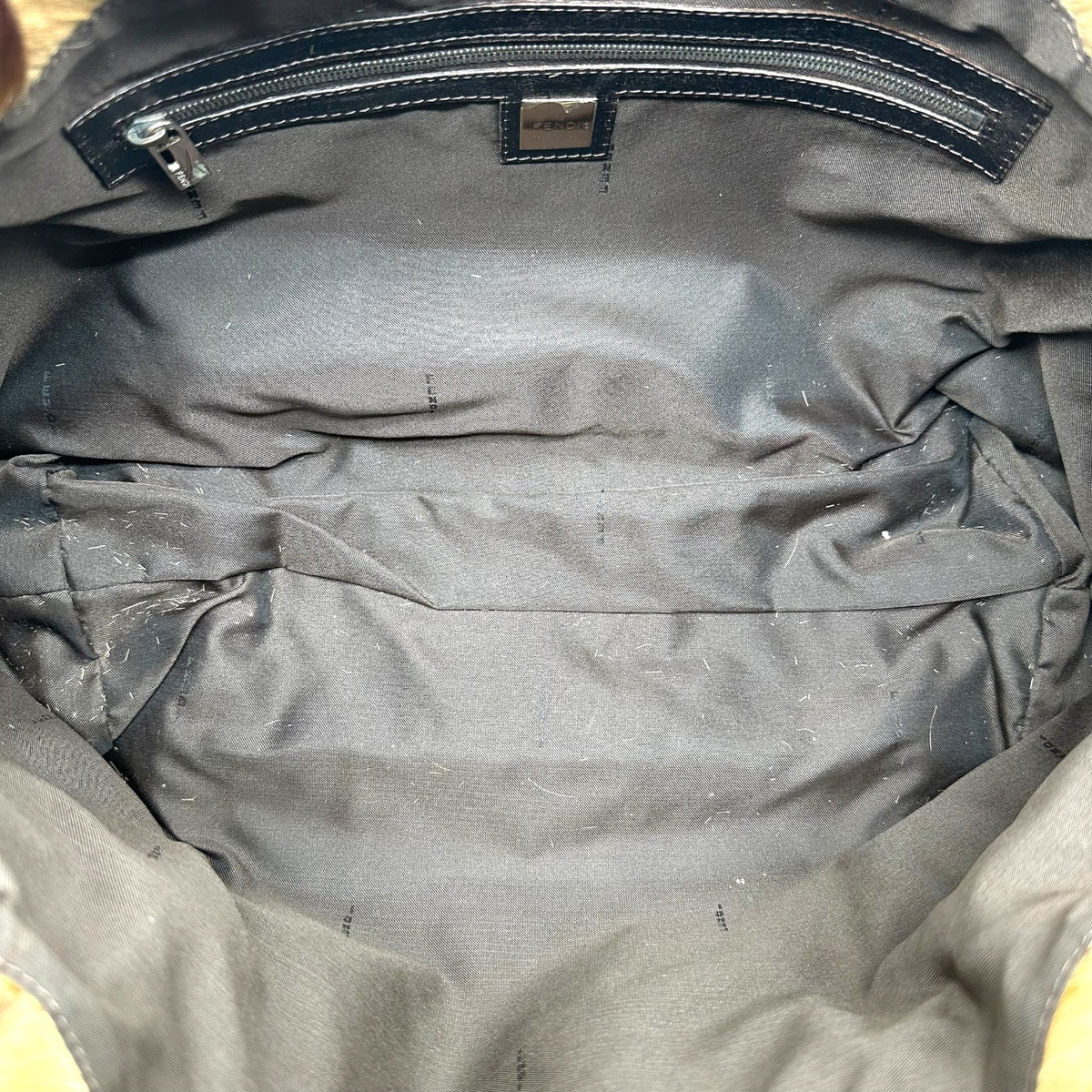 Fendi Goat Hair Fur Tote Bag Tan with Black Leather Straps