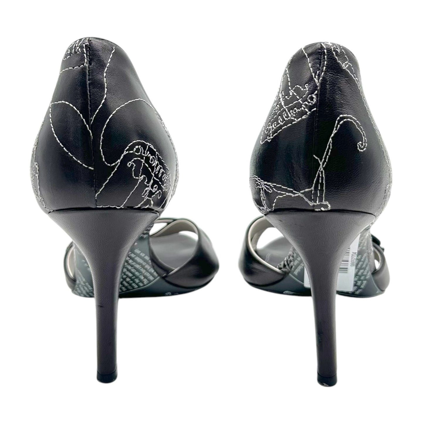 John Galliano Black Leather D'Orsay Heels with Contrast Stitch