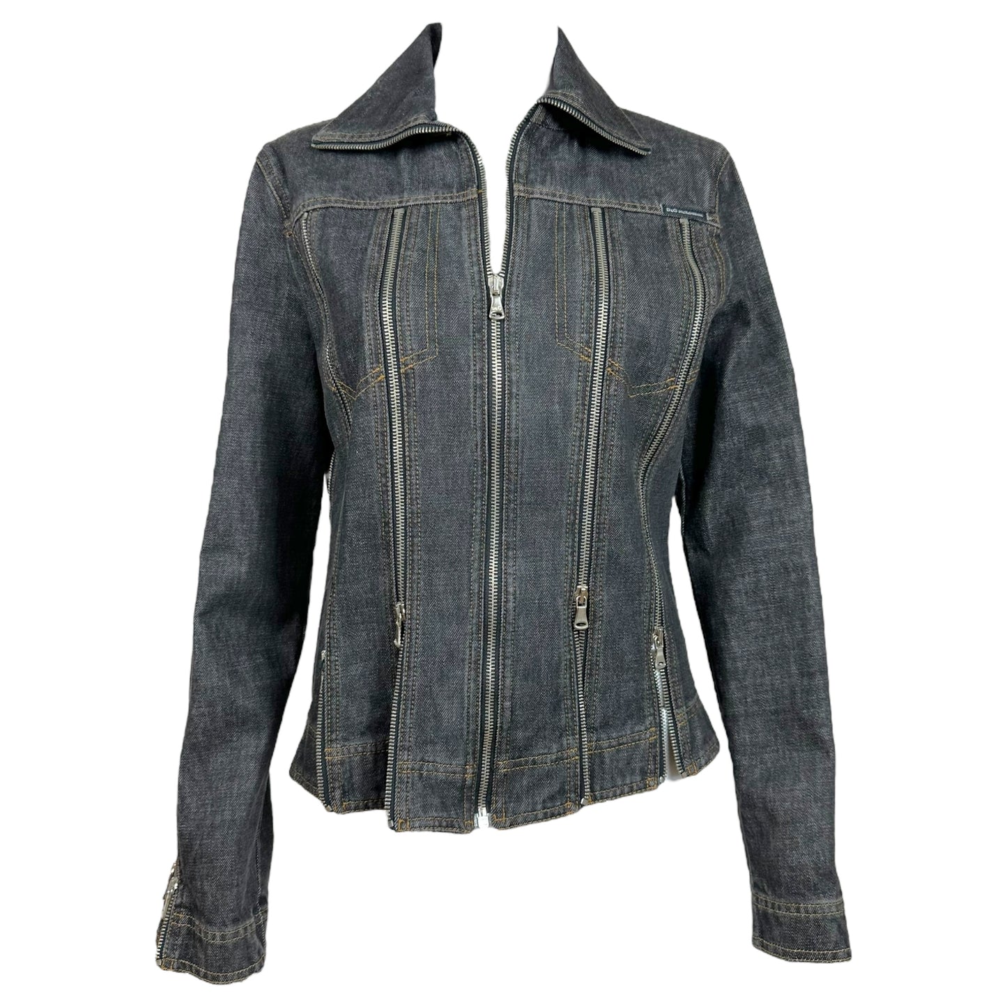 D&G Dolce & Gabbana Dark Denim Zippered Jean Jacket - Outfit Repeater