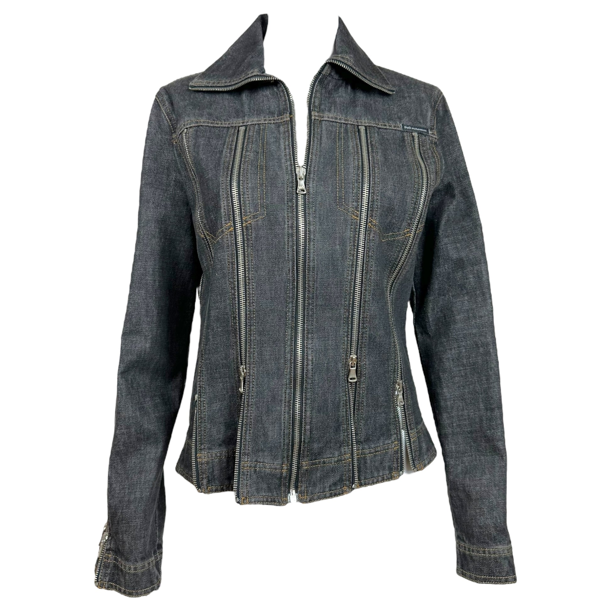 D&G Dolce & Gabbana Dark Denim Zippered Jean Jacket - Outfit Repeater