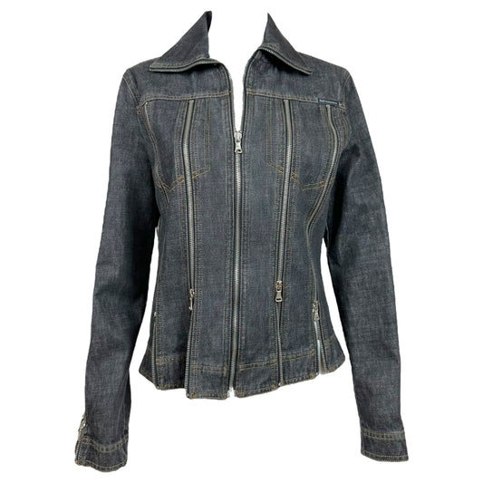 D&G Dolce & Gabbana Dark Denim Zippered Jean Jacket - Outfit Repeater