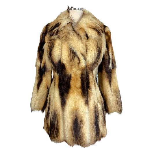 Vintage Fur Mid-Length Coat Ivory Brown 1990s