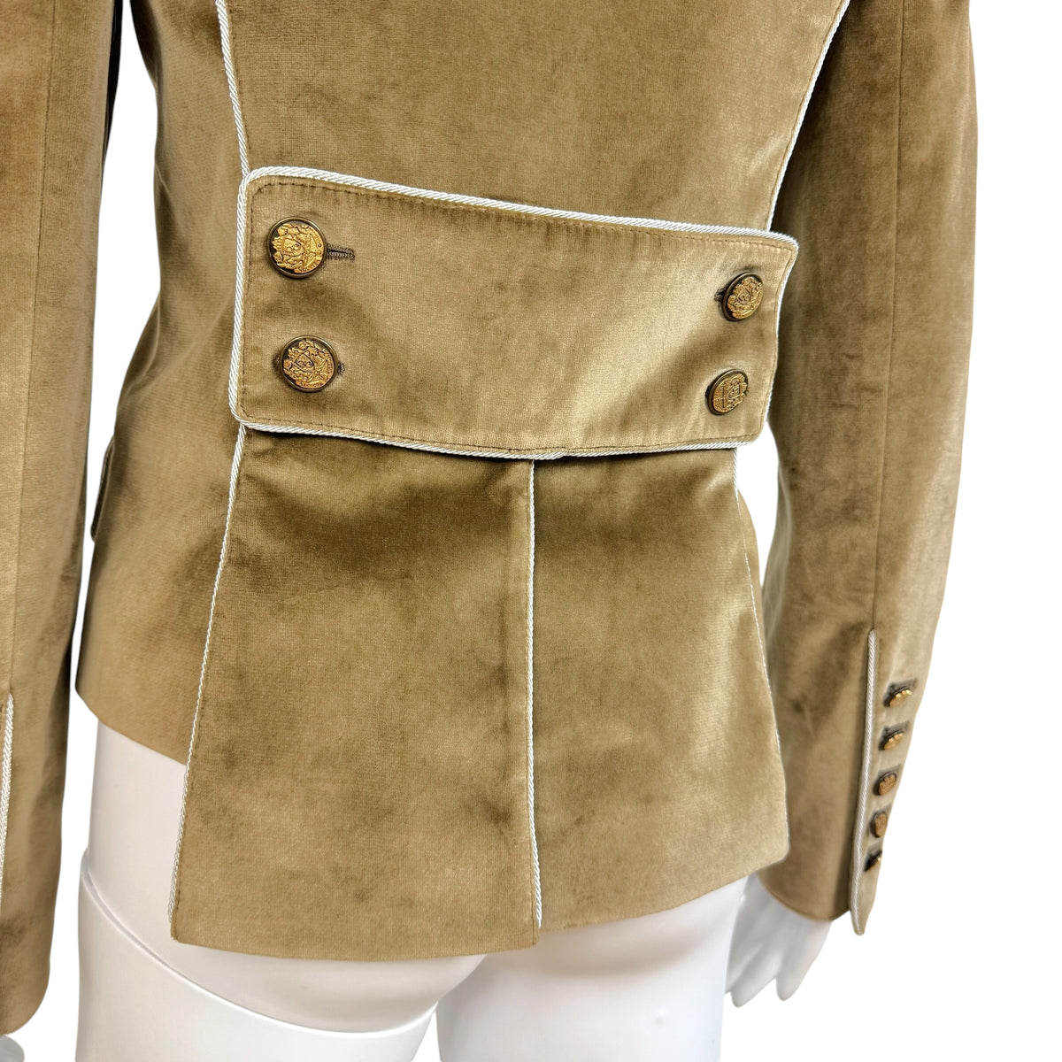 Dolce & Gabbana Khaki Velvet Napoleon Button Front Jacket