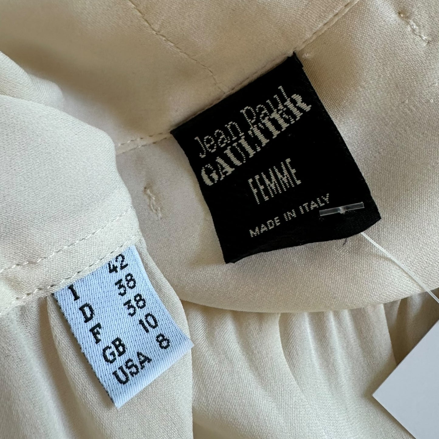 Jean Paul Gaultier Ivory Silk Flare Sleeve Blouse