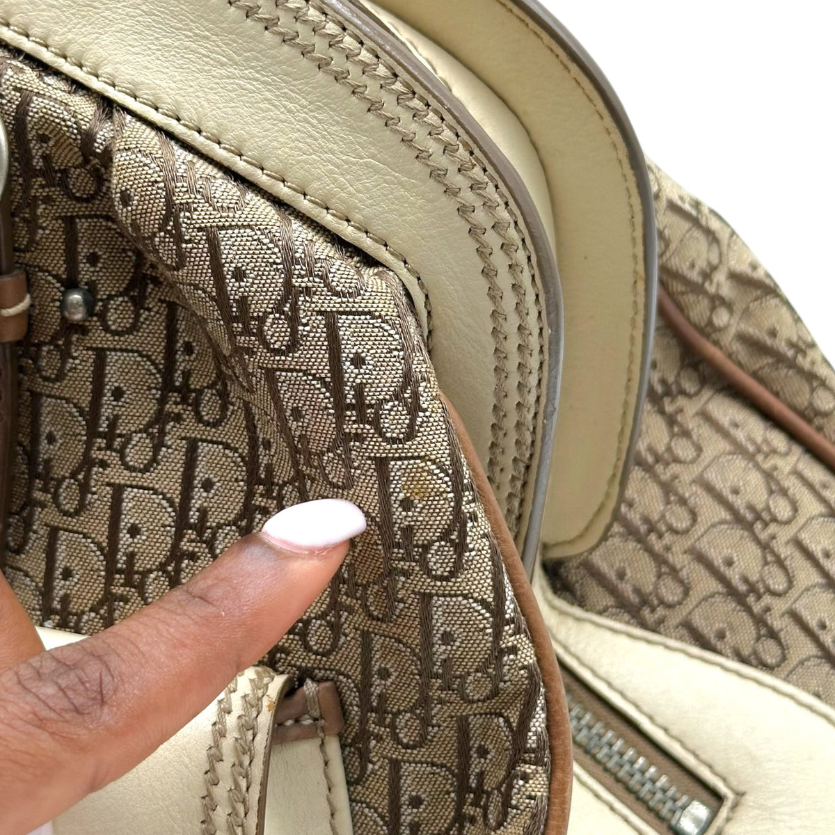 Christian Dior Cargo Pocket Shoulder Bag Tan Trotter Monogram