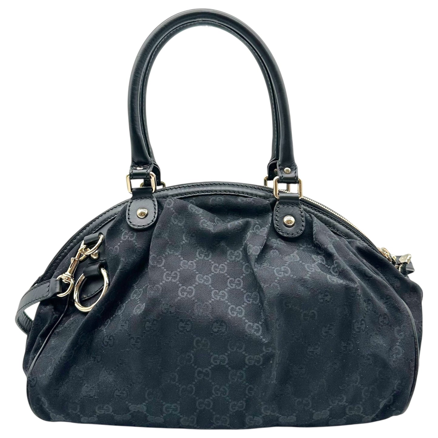 Gucci Black Monogram Canvas 2-Way Bowler Bag