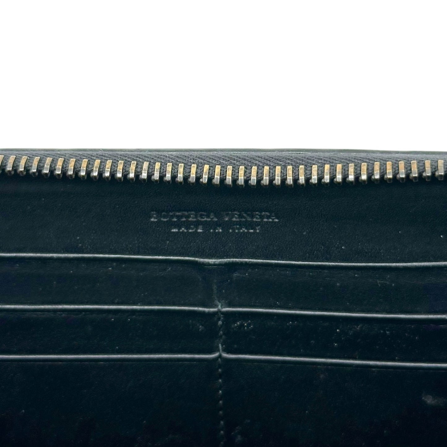 Bottega Veneta Black Intrecciato Leather Zip Wallet