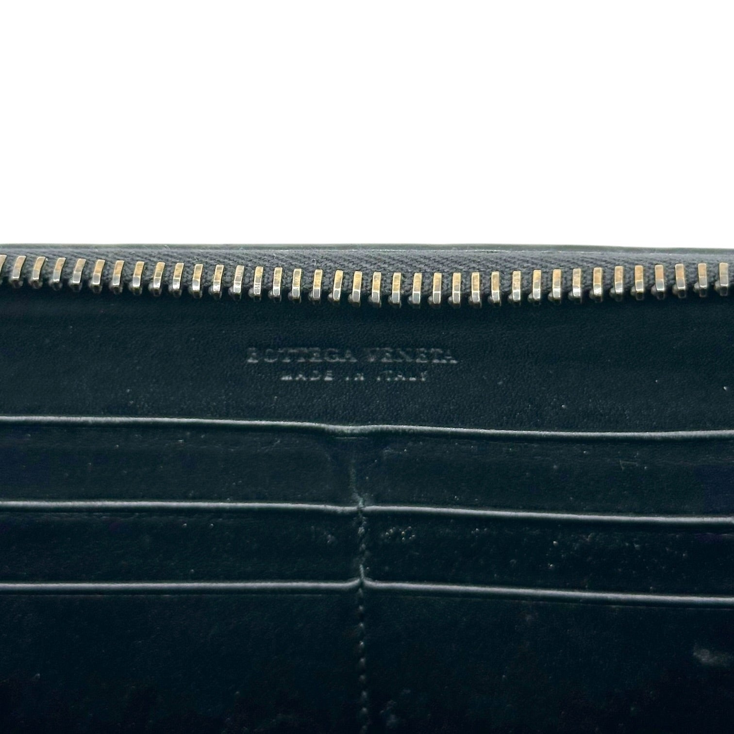 Bottega Veneta Black Intrecciato Leather Zip Wallet