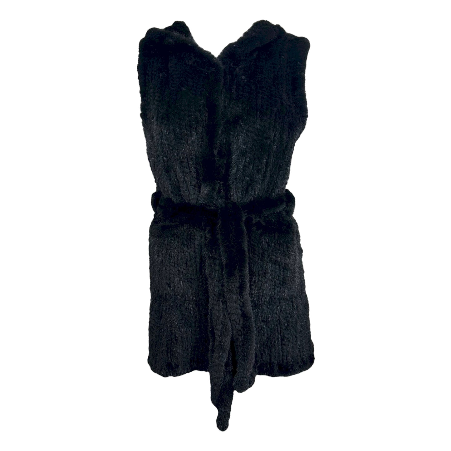Vintage Black Mink Hooded Wrap Vest - Outfit Repeater