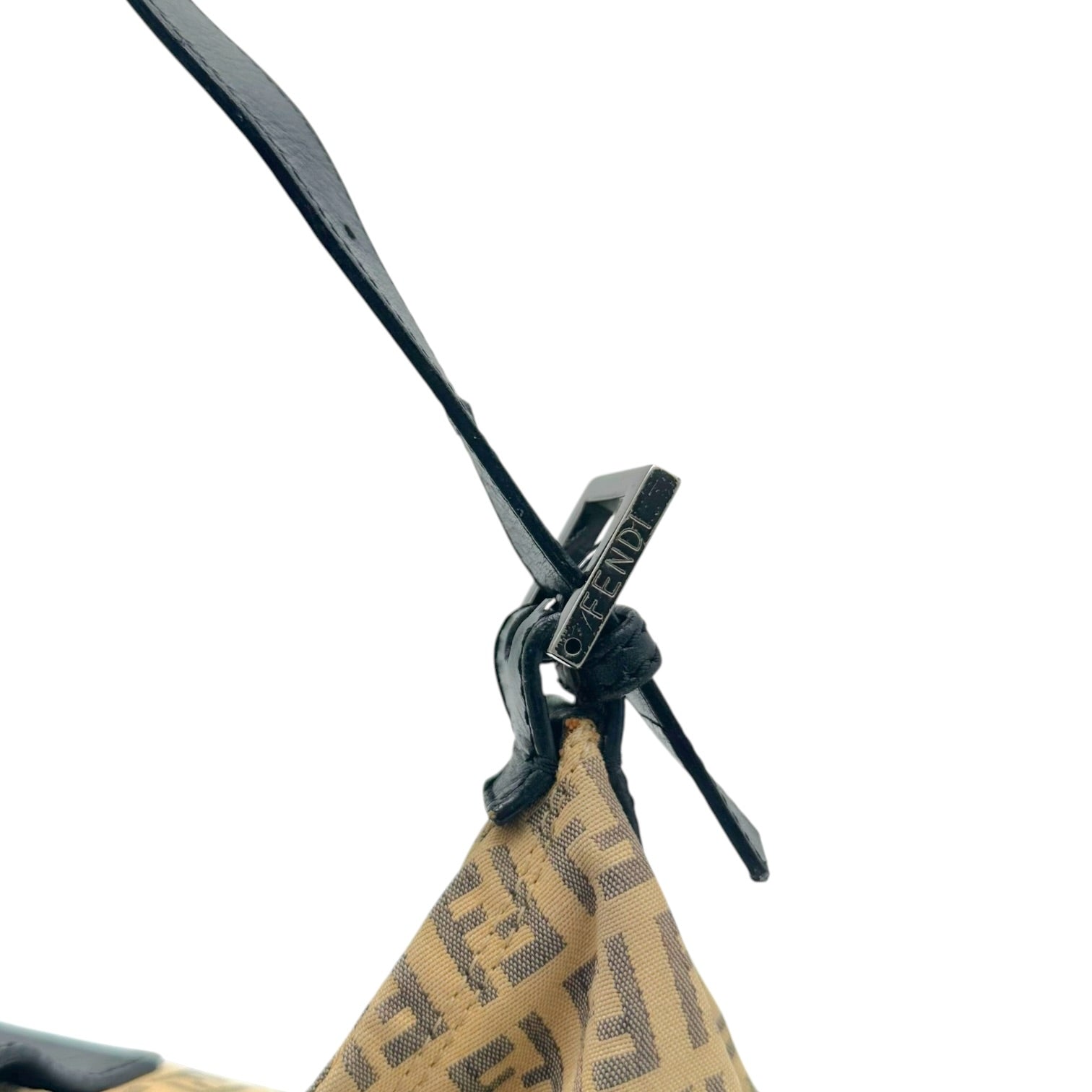 Fendi Crescent Baguette Bag Beige Black Zucchino Monogram
